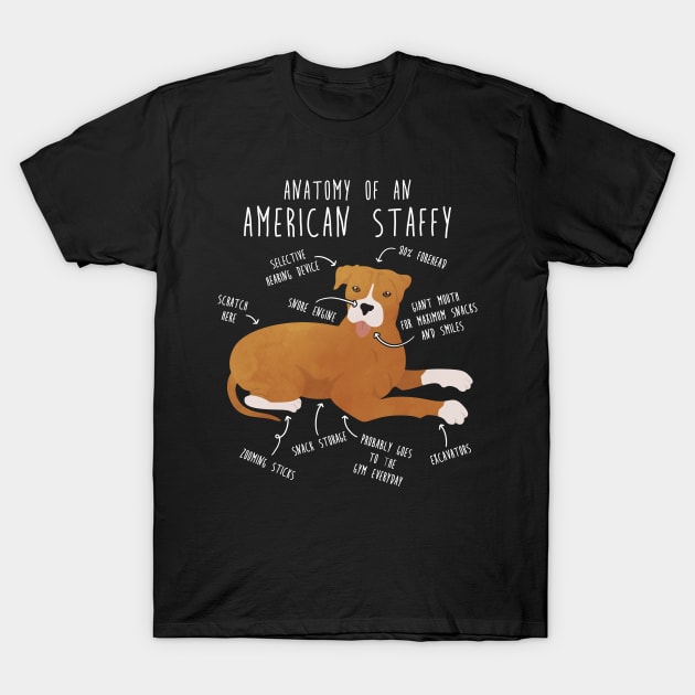 American Staffordshire Terrier Amstaff Anatomy T-Shirt by Psitta